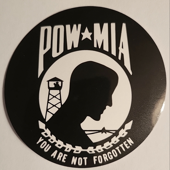 POW/MIA You Are Not Forgotten Motorcycle Helmet Bumper Sticker Decal Military - Picture 1 of 3